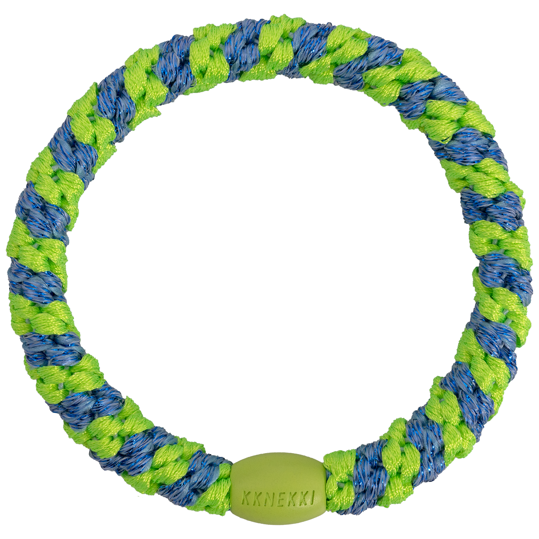 Kknekki - Haargummi "Stripe Lime Green Ocean Glitter", grün