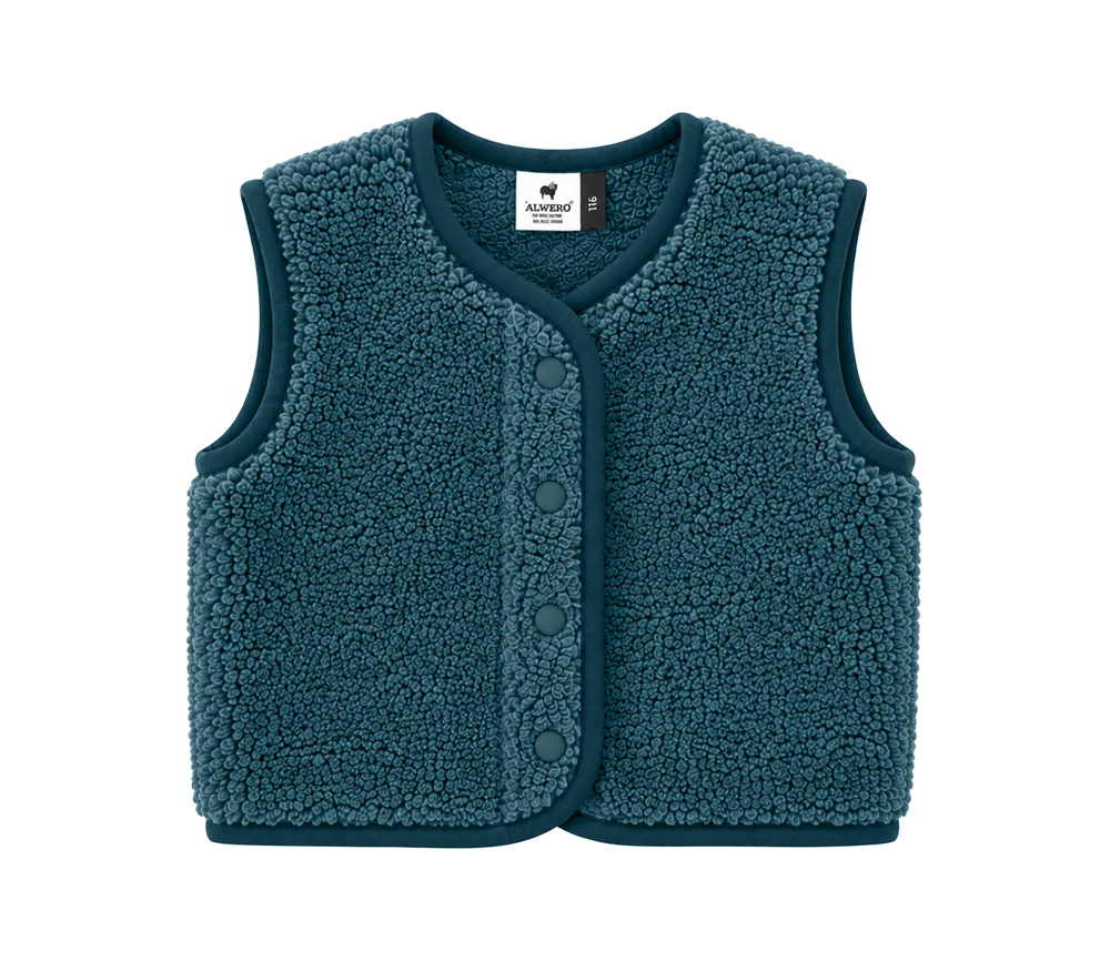 Alwero - Bodywarmer "TYB" Junior, TRANS TEAL, Merinowolle, ultra light