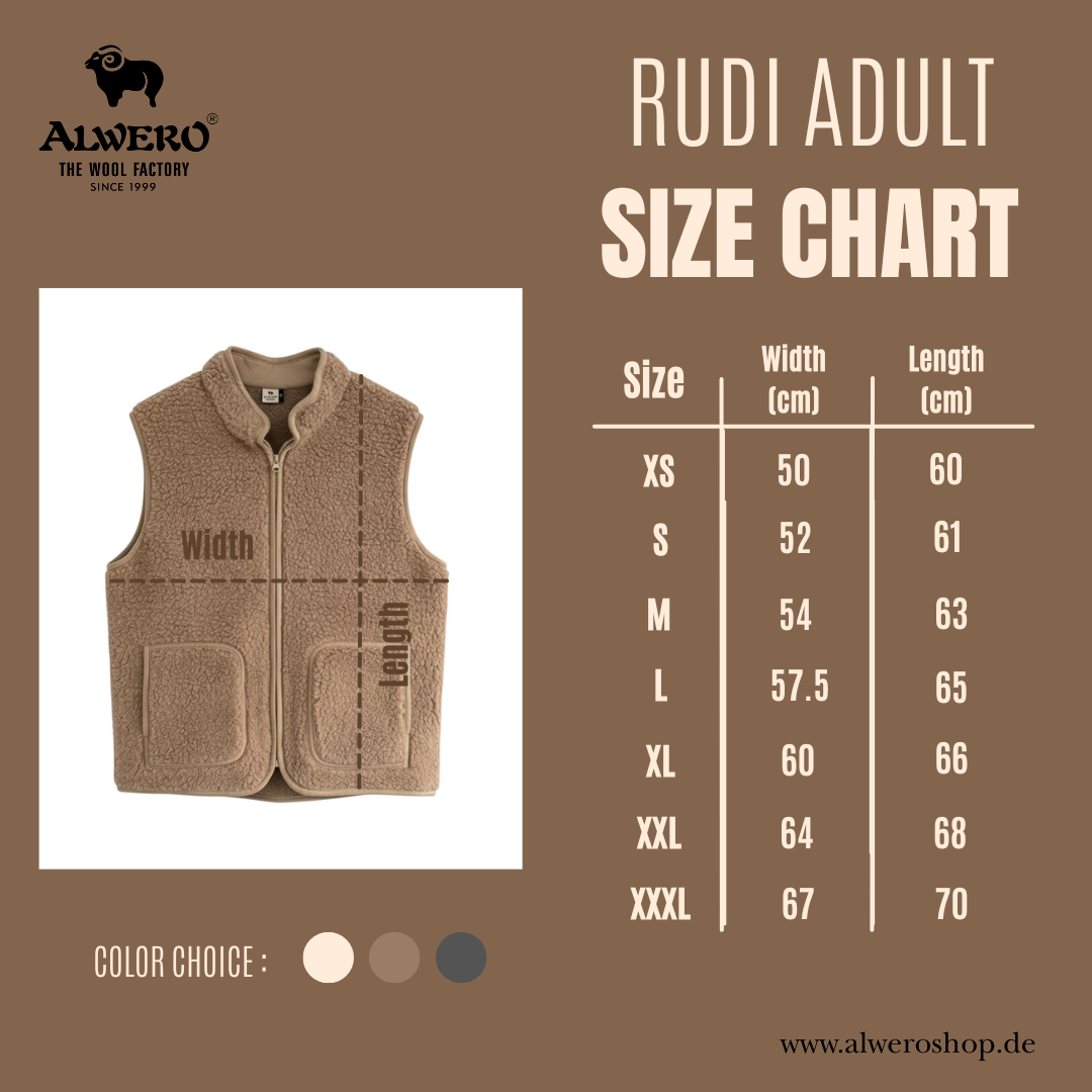 Alwero - Bodywarmer RUDI Adult, CHOCOLATE MARTINI, Merinowolle, ultra light – Bild 4