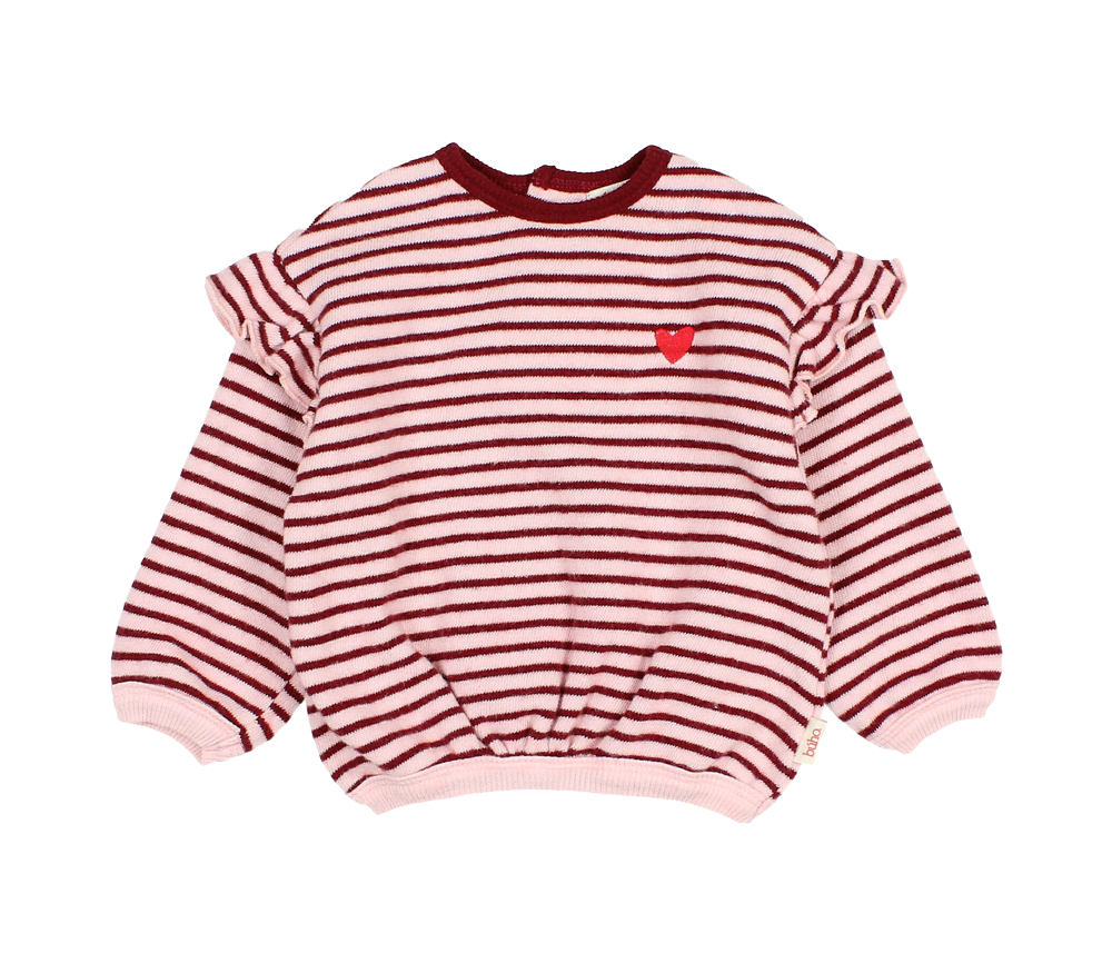 Buho Barcelona - Sweatshirt Baby "Girly" gestreift, rot, Baumwolle
