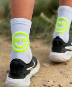 MY DAY MY DREAM - Socken "White neon yellow Smiley 3D", weiß, Baumwolle – Bild 2