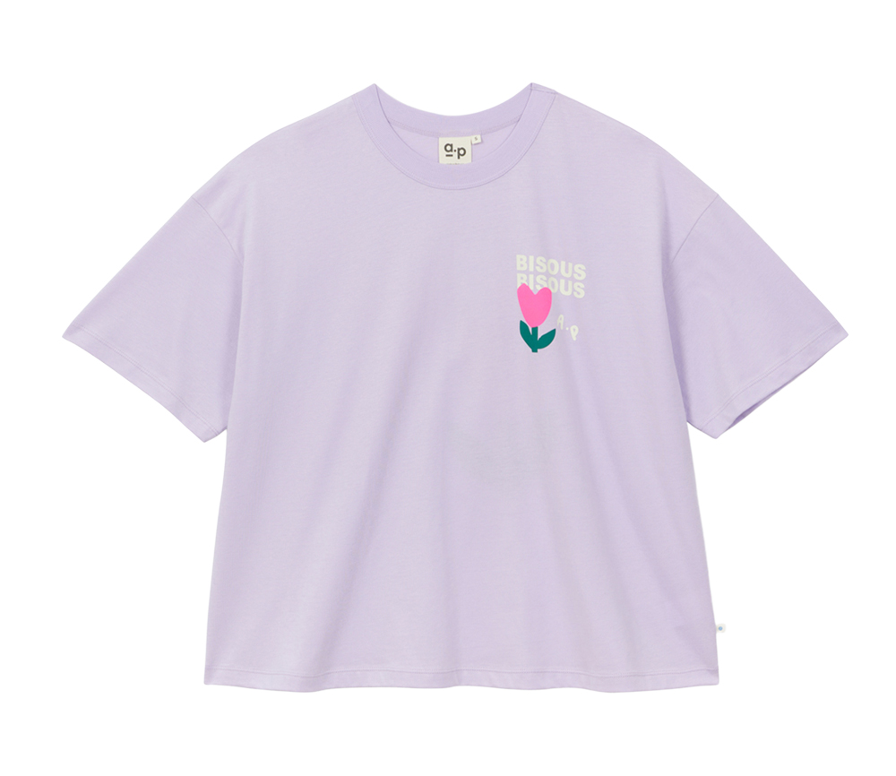 Arsene et les Piplelettes - T-Shirt Women BISOUS BISOUS, lila, Biobaumwolle