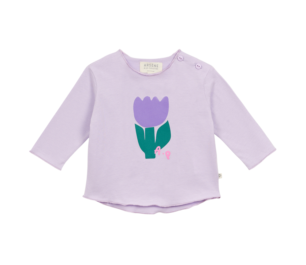 Arsene et les Pipelettes - Longsleeve Baby, FLEUR, lila, Biobaumwolle