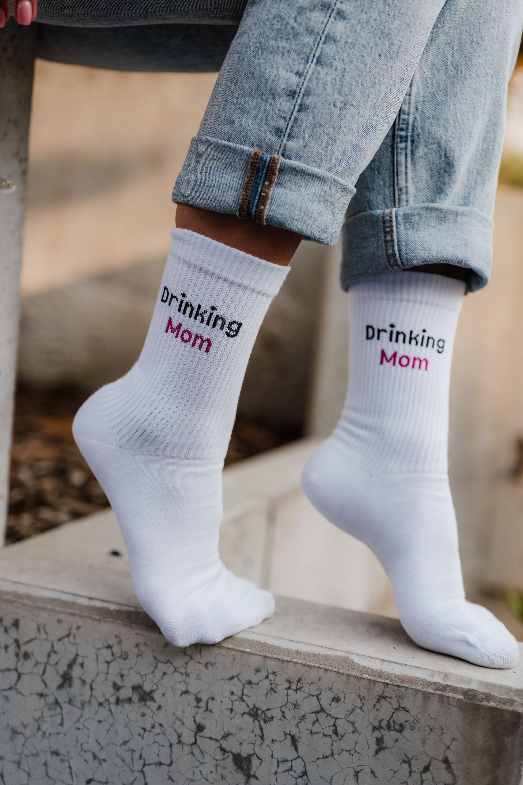 MY DAY MY DREAM - Socken "Drinking Mom", weiß, Baumwolle – Bild 3