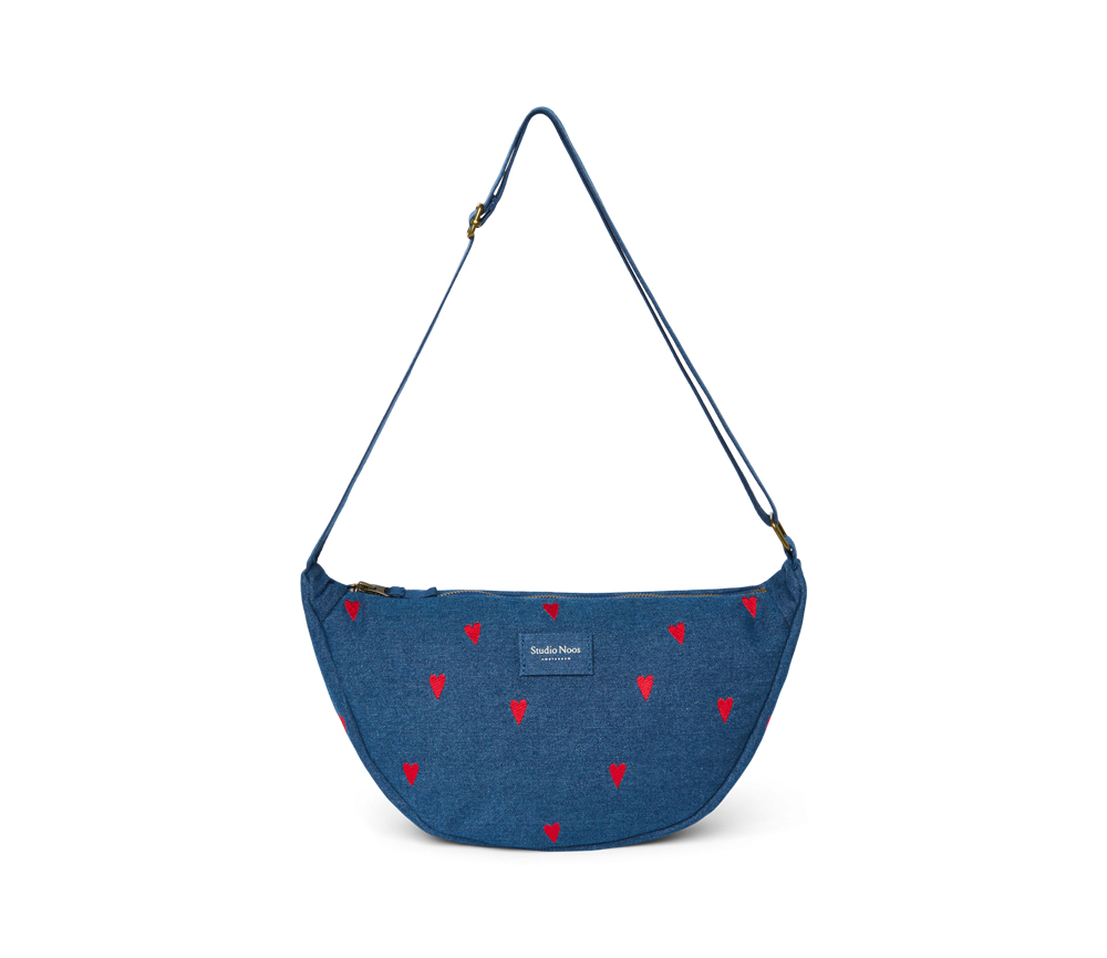 Studio Noos - Bauchtasche Fanny Pack "Dark Denim" Red Hearts