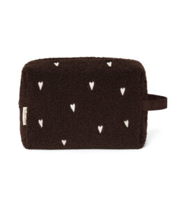 Studio Noos - Kosmetiktasche "Teddy Chocolate" White Hearts