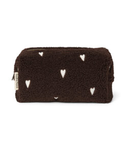 Studio Noos - Pouch "Teddy Chocolate" White Hearts