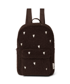 Studio Noos - Rucksack Midi "Teddy Chocolate" White Hearts