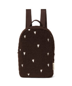 Studio Noos - Rucksack Mini "Teddy Chocolate" White Hearts