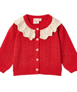 FLÖSS - Cardigan "Dora", rot Glitzer, Baumwolle
