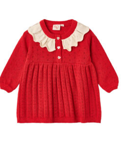 FLÖSS - Kleid "Dora", rot Glitzer, Baumwolle