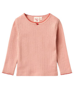 FLÖSS - Langarmshirt "Liva" Pointelle, Rosa, Baumwolle