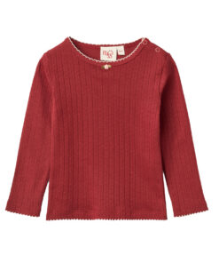 FLÖSS - Langarmshirt "Liva" Pointelle, dunkelrot, Baumwolle